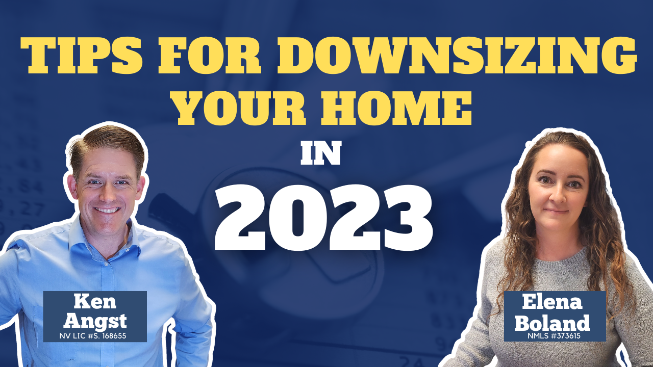 Images of Ken Angst and Elena Boland and text Tips for Downsizing Your Home in 2023