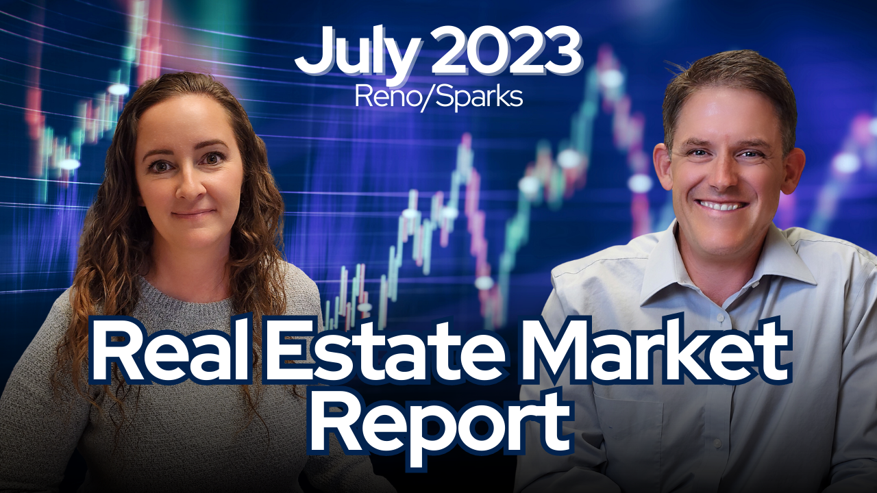 Real Estate Market Report July 2023 with images of Ken Angst and Elena Boland.