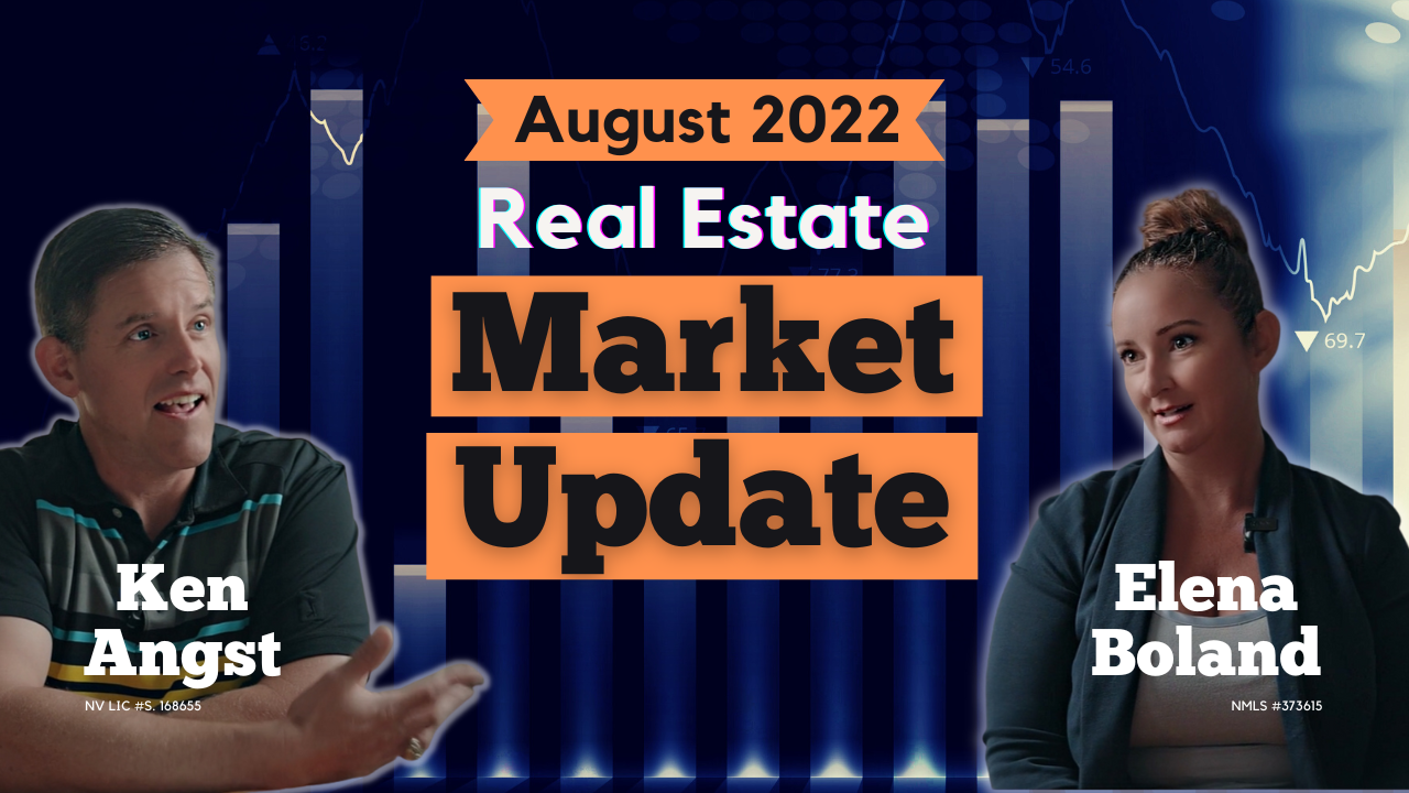 Ken Angst and Elena Boland photos with August Real Estate Market Update text. 