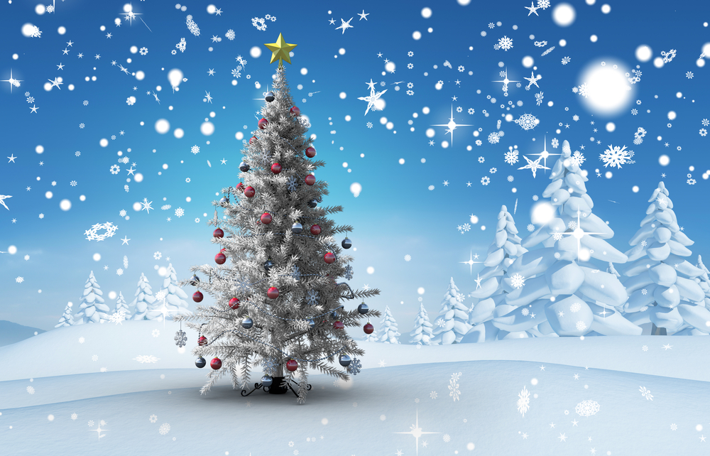 Christmas tree with snowy scenary 