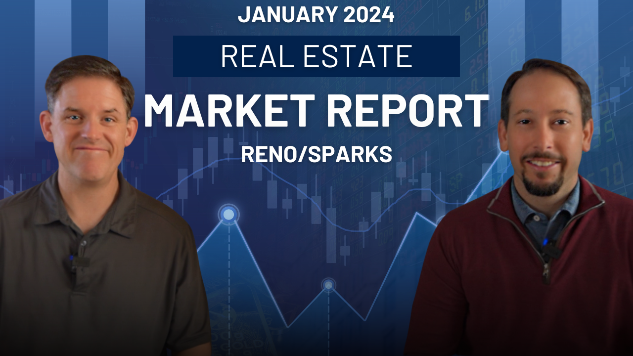 January 2024 Real Estate Market Report text with images of Ken Angst and Brian Cushing from American Financial Network