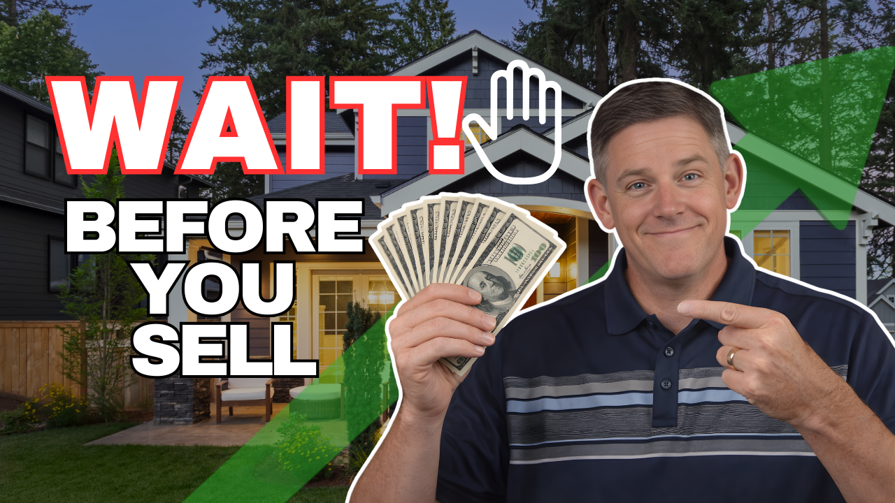 Text: Wait before you sell over image house and image of Ken Angst with cash. 